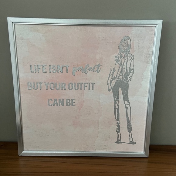 NWT Art life isn’t perfect, but your outfit can be! 16”x16”x1.25” pink silver - Picture 1 of 2